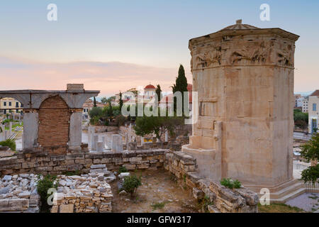 Überreste der römischen Agora und Turm der Winde in Athen. Stockfoto