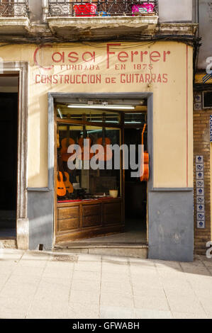 Gitarre Shop, Casa Ferrer, Gitarrenbauer, Guitar Bau, klassische. Granada, Spanien. Stockfoto