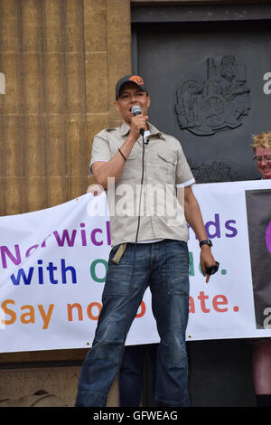 Clive Lewis MP, arbeitsrechtlichen Norwich South & Schatten Verteidigungsminister, Norwich stolz 30. Juli 2016 UK Stockfoto