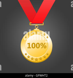 3D-Rendering Goldmedaille mit 100 % Stockfoto