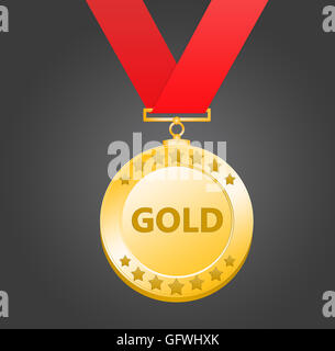 3D-Rendering goldene Medaille in grauen Hintergrund Stockfoto