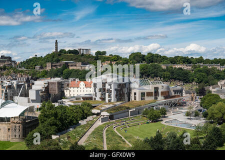 Blick auf das schottische Parlamentsgebäude in Edinburgh, Schottland, Vereinigtes Königreich Stockfoto