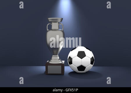 3D Rendering von Euro-Pokal und ein Fußball Stockfoto