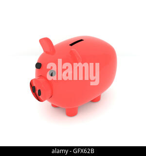 3D-Rendering Sparschwein auf weißem Hintergrund Stockfoto