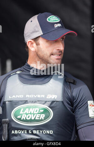 Land Rover BAR Ben Ainslie bei der 2016 America Cup in Portsmouth, UK Stockfoto