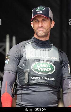Land Rover BAR Ben Ainslie bei der 2016 America Cup in Portsmouth, UK Stockfoto