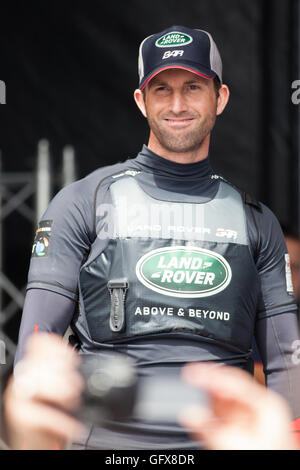 Land Rover BAR Ben Ainslie bei der 2016 America Cup in Portsmouth, UK Stockfoto