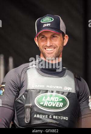 Land Rover BAR Ben Ainslie bei der 2016 America Cup in Portsmouth, UK Stockfoto