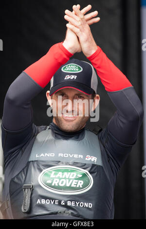 Land Rover BAR Ben Ainslie bei der 2016 America Cup in Portsmouth, UK Stockfoto
