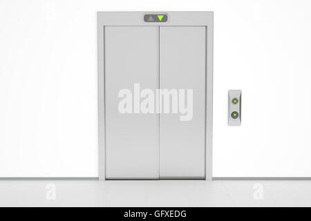 Aufzug mit verschlossenen Türen, 3D rendering Stockfoto