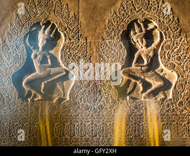 Angkor Wat Carving Stockfoto