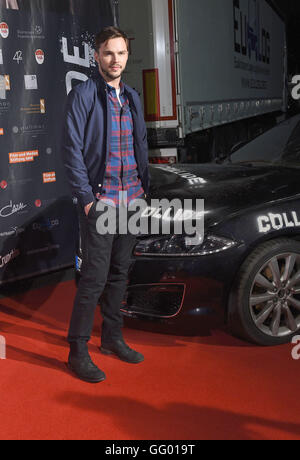 Köln, Deutschland. 1. August 2016. Britischer Schauspieler Nicholas Hoult abgebildet bei der Premiere des Films Collide in Köln, Deutschland, 1. August 2016. Der Film beginnt am 04.08.2016. Foto: Henning Kaiser/Dpa/Alamy Live News Stockfoto