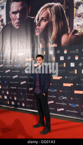 Köln, Deutschland. 1. August 2016. Britischer Schauspieler Nicholas Hoult abgebildet bei der Premiere des Films Collide in Köln, Deutschland, 1. August 2016. Der Film beginnt am 04.08.2016. Foto: Henning Kaiser/Dpa/Alamy Live News Stockfoto