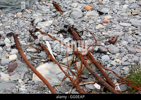 Das transatlantische Kabel am Strand anlässlich des 150. Jahrestages des transatlantischen Telegrafen zu signalisieren. Stockfoto