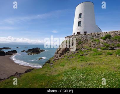 Llanddwyn Island Lighthouse, Newborough Anglesey, Stockfoto