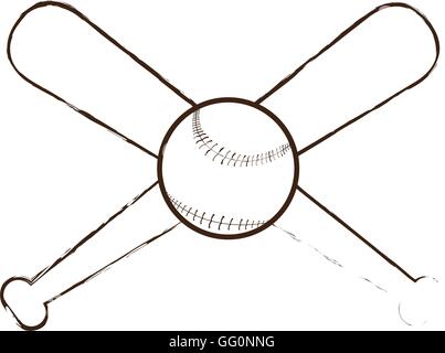 Isolierte Baseball Ball mit ein paar Fledermäuse auf weißem Hintergrund Stock Vektor