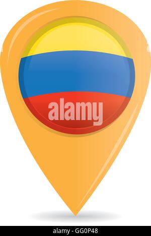 Isolierte Pin mit der kolumbianische Flagge auf einem weißen Hintergrund Stock Vektor