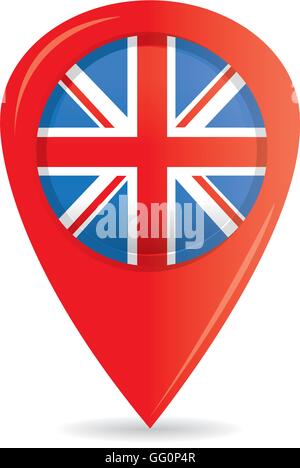 Isolierte Pin mit der Flagge des Vereinigten Königreichs auf weißem Hintergrund Stock Vektor