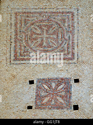 5886. Mosaik Boden (Detail) von der byzantinischen Kirche in Shoham aus c. 5.. C. N. CHR. Stockfoto