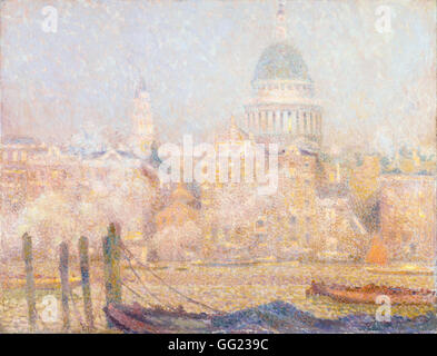 Henri Le Sidaner - St. Paul aus dem Fluss - Morgensonne im Winter Stockfoto