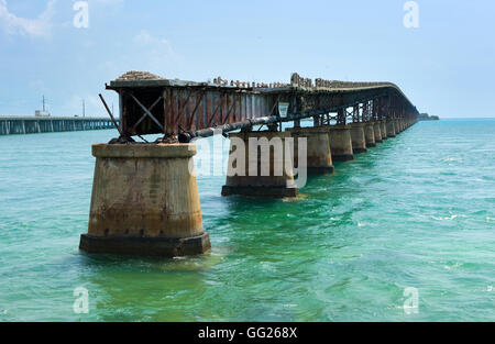 Die Old Bahia Honda Rail Bridge im Bahia Bay State Park auf den Florida Keys Stockfoto