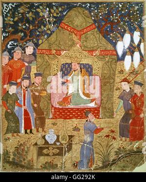 Rashid Al-Din (1247-1318) Dschingis Khan Se Proclame Empereur Miniatur du Jami al-Tawarikh (Histoire Universelle) 14e Siècle Paris, Bibliothèque Nationale Stockfoto