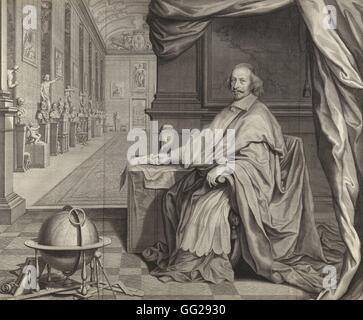 Robert Nanteuil (1623-1678) French School Portrait of Cardinal Mazarin in seinem Palast Circa 1658-1660 Gravur Paris, Bibliothèque Nationale Stockfoto