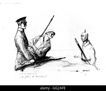 Karikatur von Jean-Louis Forains (1852-1931). "Newcomer". (in Bezug auf die Lusitania) 14. Juli 1917 Frankreich - Weltkrieg Paris. Nationalbibliothek Stockfoto