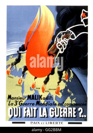 Plakat der Bewegung "Frieden und Freiheit". Antikommunistische und antisowjetische Propaganda im Kalten Krieg 1953 Frankreich Washington. Library of Congress Stockfoto
