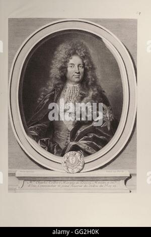 Gérard Edelinck, (nach) Hyacinthe Rigaud Französisch Schule Charles Colbert, (1625-1696), Marquis de Croissy, französischer Diplomat, Bruder von Jean-Baptiste Colbert Gravur 1691 Stockfoto