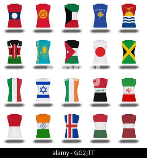 Zusammenstellung von Staatsangehörigen flag t-Shirt Symbol auf weißem Hintergrund Teil 510 Stockfoto