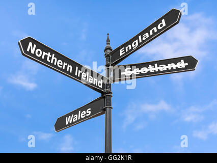 Schild mit Schottland als nicht mehr Teil des Vereinigten Königreichs. Stockfoto
