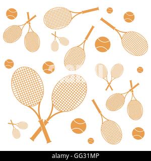 Schönes Bild bunte Schläger und Bälle für Tennis-Unterricht auf weißem Hintergrund Stock Vektor