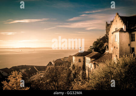 Meersburg am Bodensee / Bodensee im Sommer von oben Stockfoto