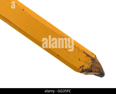 Eine gebrauchte Tischler Bleistift auf weißem Hintergrund. Stockfoto
