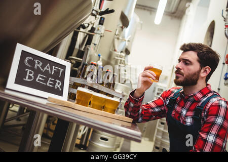 Hersteller, die Prüfung von Bier in der Brauerei Stockfoto