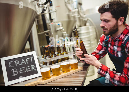 Hersteller, die Prüfung von Bier in der Brauerei Stockfoto