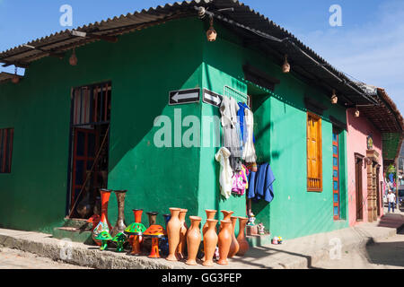 Raquira Stadt - die Stadt der Töpfe, Cundinamarca Kolumbien Stockfoto