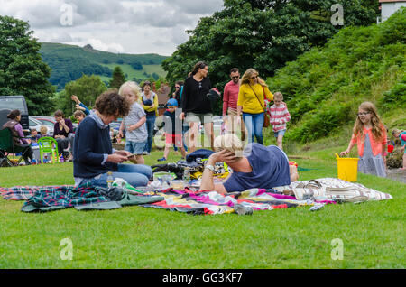 Ein Blick nach unten Kardieren Mühle in Shropshire. Stockfoto