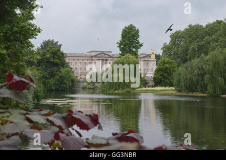 Ansicht der Buckingham-Palast von St. James Park. London, Vereinigtes Königreich Stockfoto