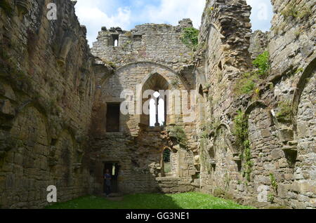 Easby Abbey, einer zerstörten Prämonstratenser-Abtei an den Ufern des Flusses Swale am Stadtrand von Richmond, North Yorkshire Stockfoto