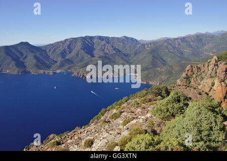 Golf von Girolata aus Monte Senino, Frankreich, Korsika Stockfoto