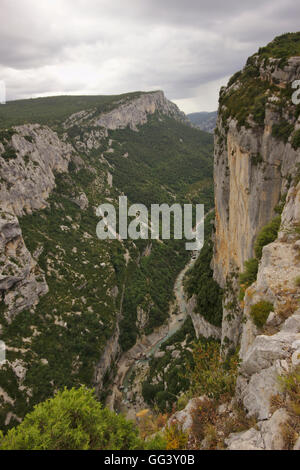 Gorges du Verdon vom Belvedere de Trescaire auf der Route des Kretas. Provence, Frankreich Stockfoto