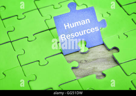 Puzzleteile mit Wort Human Resources Stockfoto