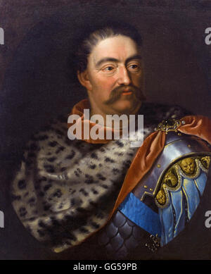 Jan Tricius (zugeschrieben) - Portrait von Jan III Sobieski in ein Leopardenfell Stockfoto