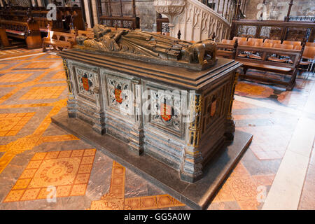 Das Grab von König John von England / König-Johann Bildnis in Worcester Kathedrale von Worcester. VEREINIGTES KÖNIGREICH. Stockfoto