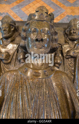 Das Grab von König John von England / König-Johann Bildnis in Worcester Kathedrale von Worcester. VEREINIGTES KÖNIGREICH. Stockfoto
