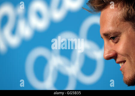 Der Brite Andrew Willis während einer Pressekonferenz vor den Olympischen Spielen in Rio, Brasilien. Stockfoto