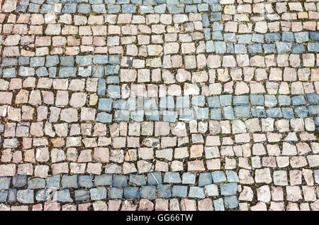 Horizontal ausgerichtete Kopfsteinpflaster Hintergrundtextur Stockfoto