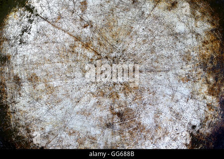 Rustikales Metall Hintergrund mit mit Kratzern und Schnitten; Grunge industriellen Hintergrund Stockfoto